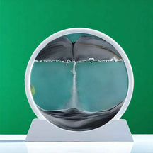 Art de sable : Decoratief 3D Bewegend Zand Schilderij van Glas – Ontspannend Landschap voor Kantoor/Thuis in Zwart van Pantino