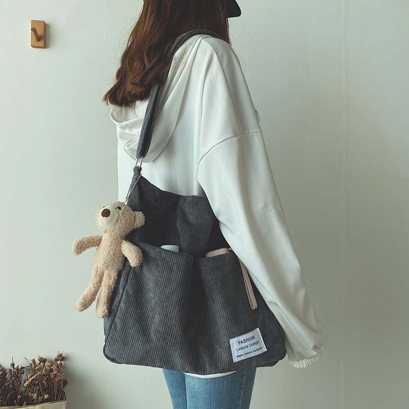 bags : Schoudertas Ribfluweel - Beige in van Pantino