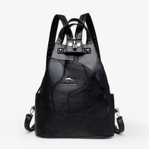bags : Rugzak Zwart en Kaki - Elegante Lederen - Ruim, Veilig en Perfect voor op Reis in zwart van Pantino