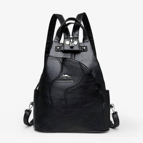 bags : Rugzak Zwart en Kaki - Elegante Lederen - Ruim, Veilig en Perfect voor op Reis in zwart van Pantino