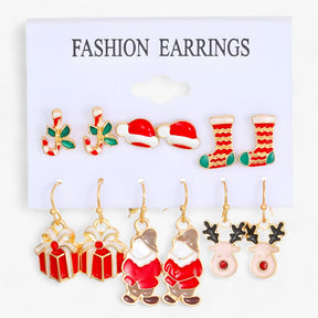 Earrings : Set van 6 Paar Kerstoorbellen - Sprankelende Ontwerpen in Zirkonia in 7 van Pantino