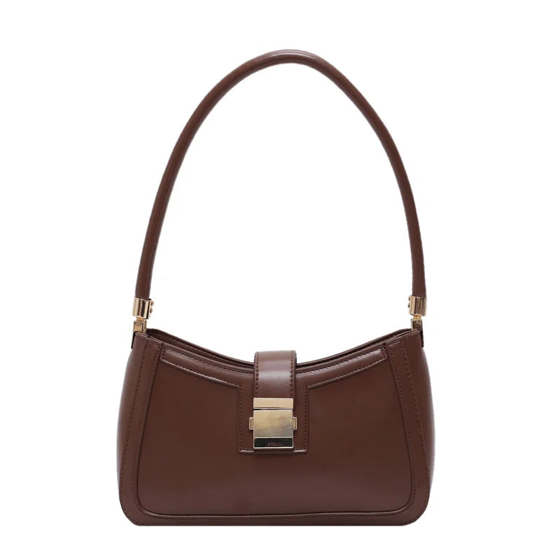 bags : Klassieke Handtas Dames - Goudkleurige Hardware Tijdloos - Synthetisch Leer in Brown van Pantino