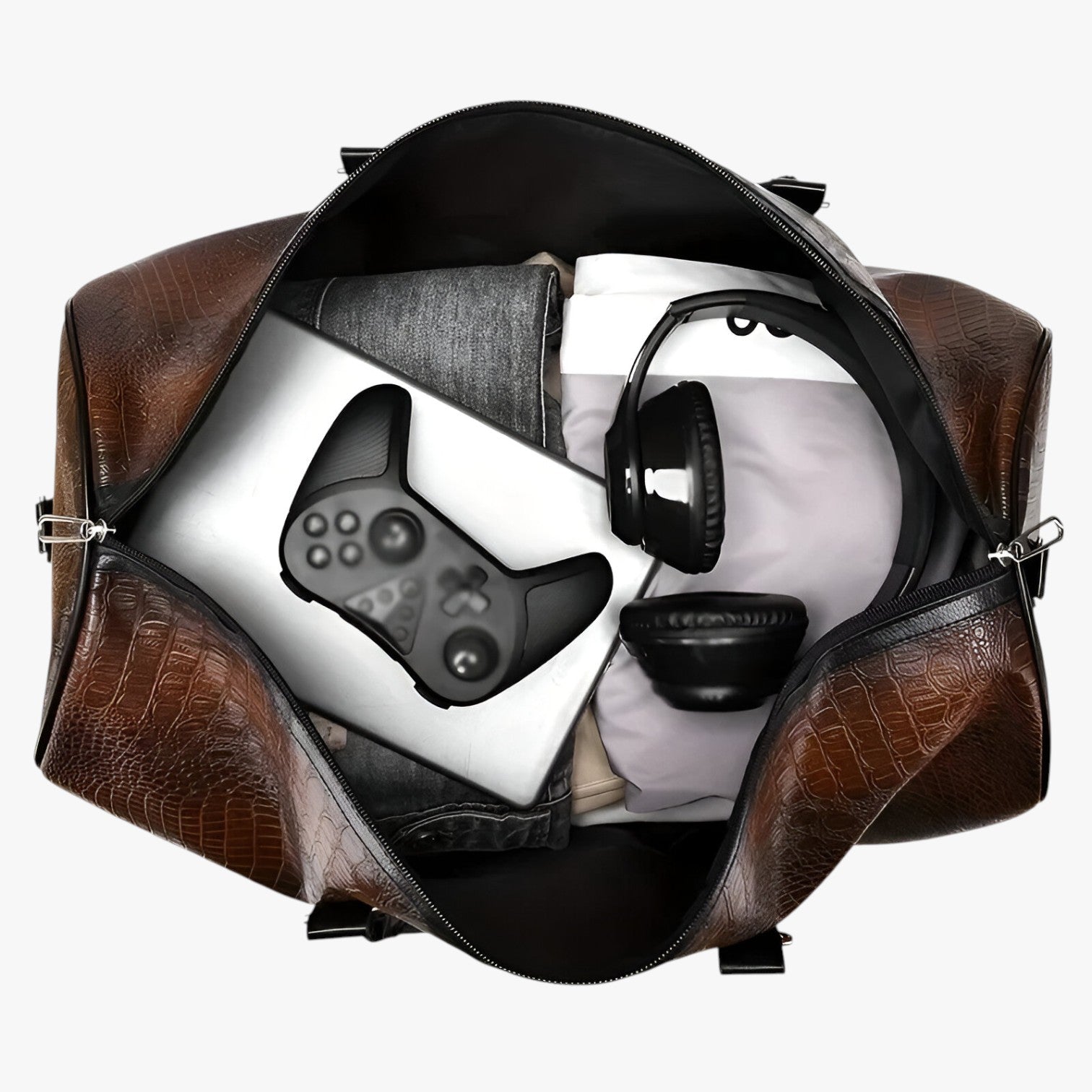 bags : Stevige en Ruime Leren Reistas - Zwart in van Pantino