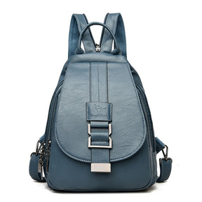 bags : Leren Dames Rugzak Lila - Compacte Schoudertas voor Vrouwen - Trendy & Chique Design in Blauwe Meer van Pantino