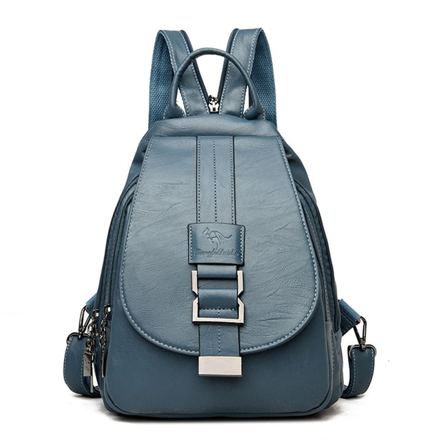 bags : Leren Dames Rugzak Lila - Compacte Schoudertas voor Vrouwen - Trendy & Chique Design in Blauwe Meer van Pantino