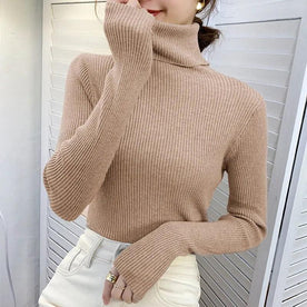 Sweater : Sweater Khaki - Helia Turtleneck with Cashmere in KHAKI One Size (40-60kg) van Pantinoshop