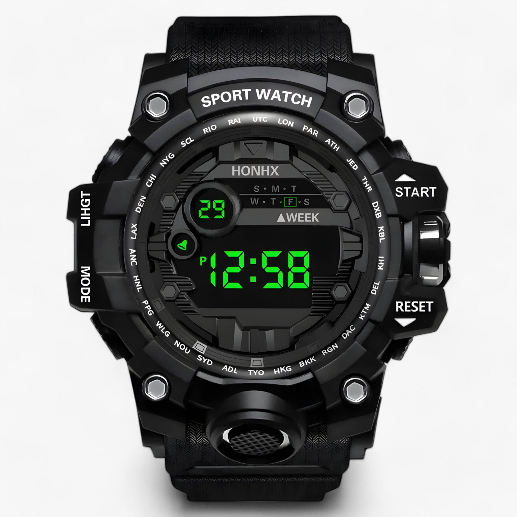 watches : Grote LED Wijzerplaat - Ideaal voor Sport & Fitness - Zwart in Zwart van Pantino