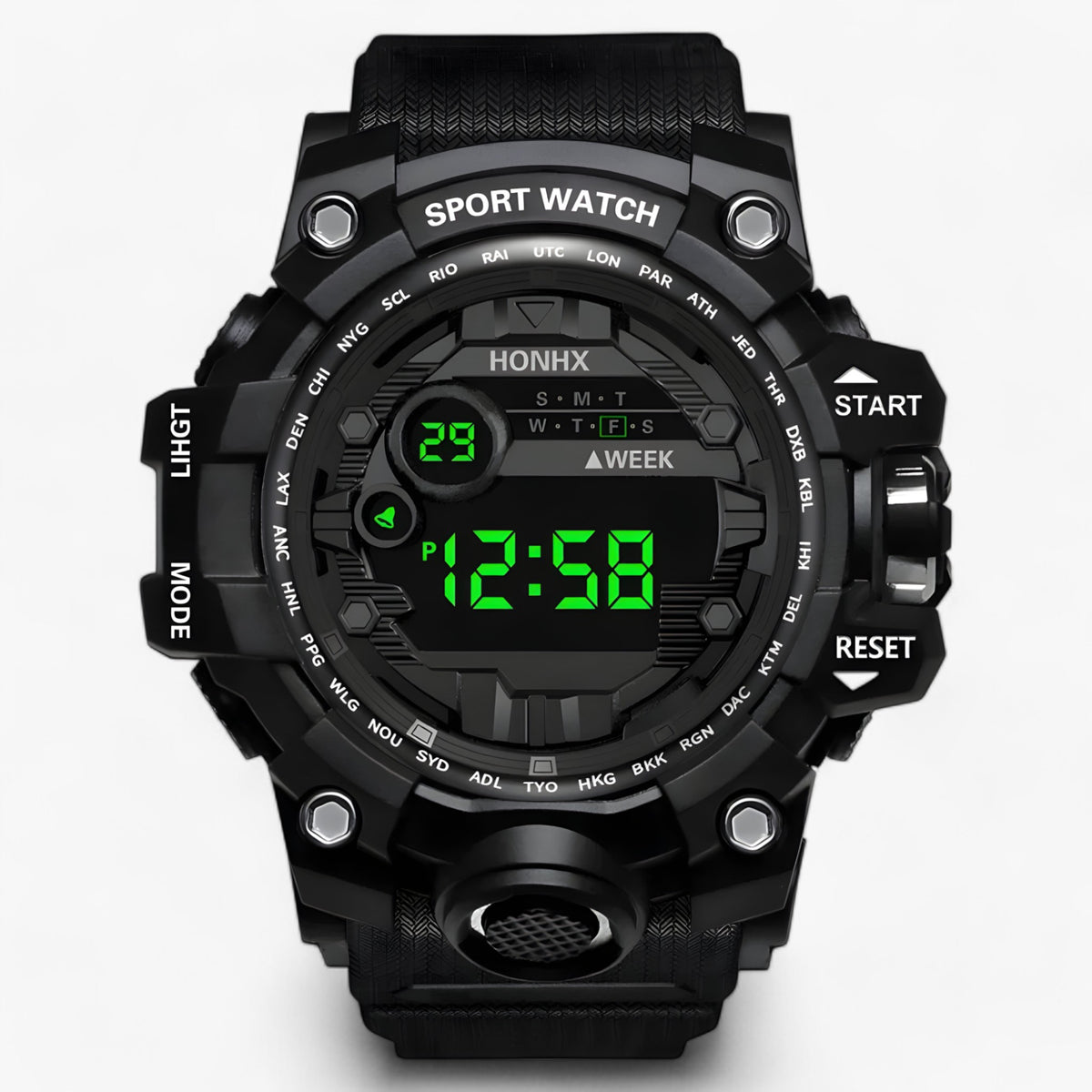watches : Grote LED Wijzerplaat - Ideaal voor Sport & Fitness - Zwart in Zwart van Pantino