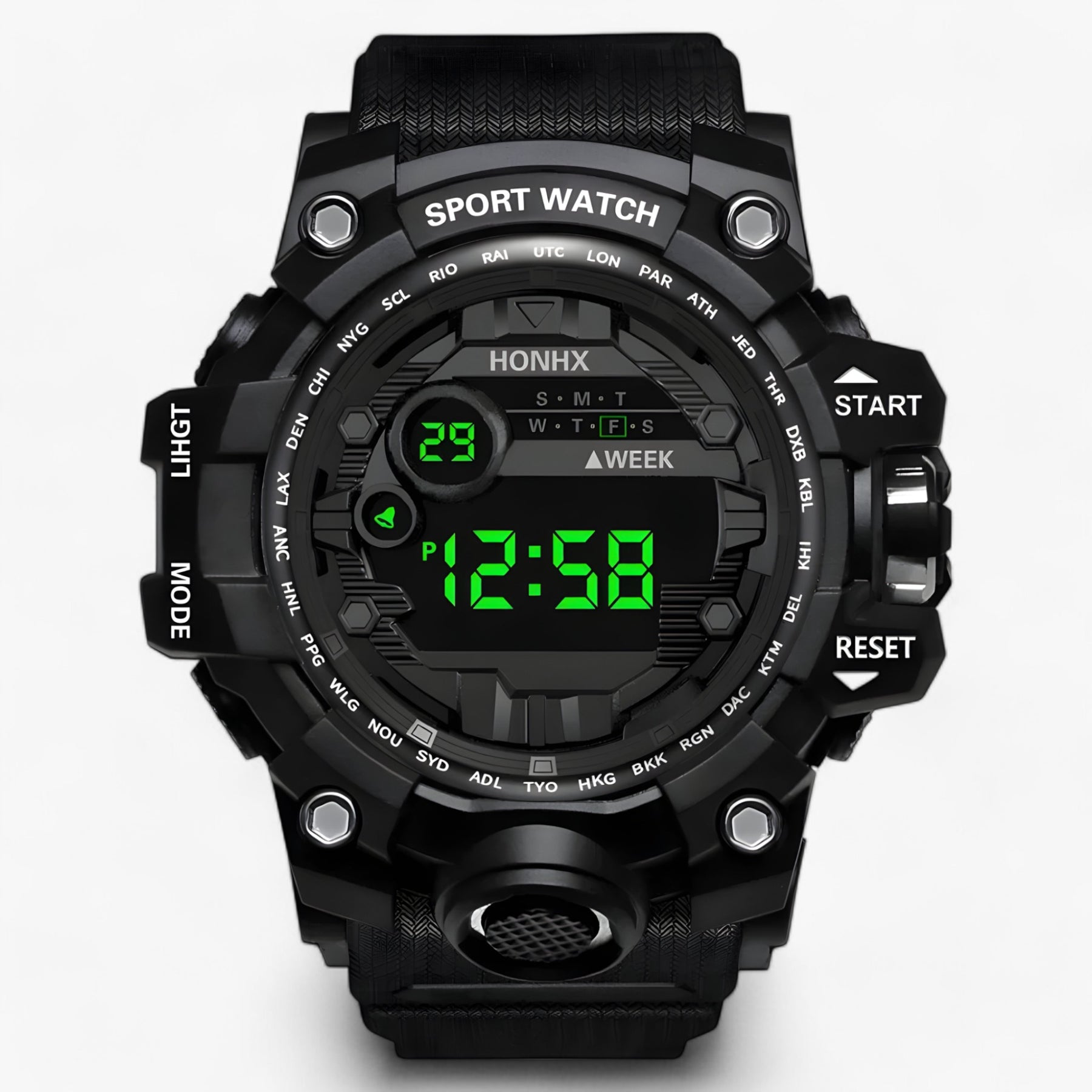 watches : Grote LED Wijzerplaat - Ideaal voor Sport & Fitness - Zwart in Zwart van Pantino