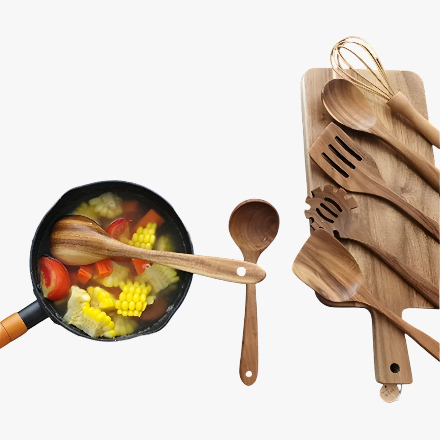 home & garden : 7-delt Træ Kogesæt - Naturligt, Bæredygtigt Og Non-stick in van Pantino