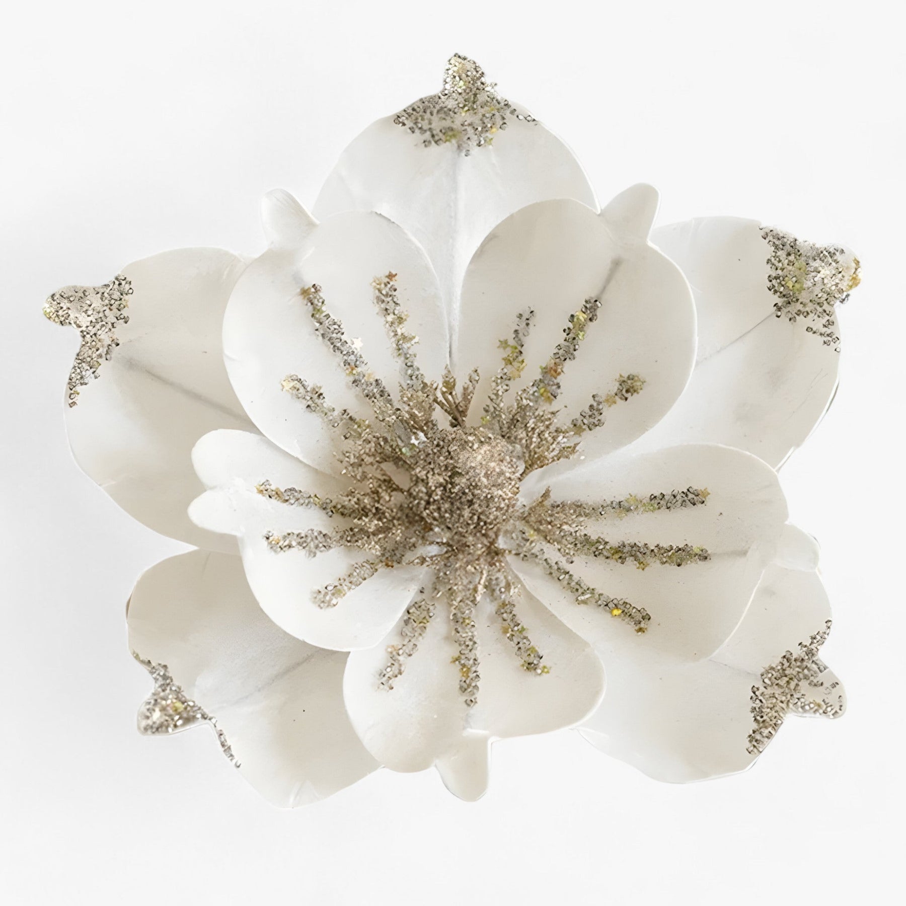 home & garden : Glanzende Kunstkerstbloemen - Vrolijke Ornamenten voor de Kerstboom en Nieuwjaarsdecoratie - Rood in wit van Pantino