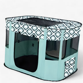 pets : Caro Crate - Draagbare Opvouwbare Dierenbox - Geel in groen van Pantino