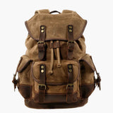Sac à dos de randonnée pour hommes grande capacité en toile et cuir