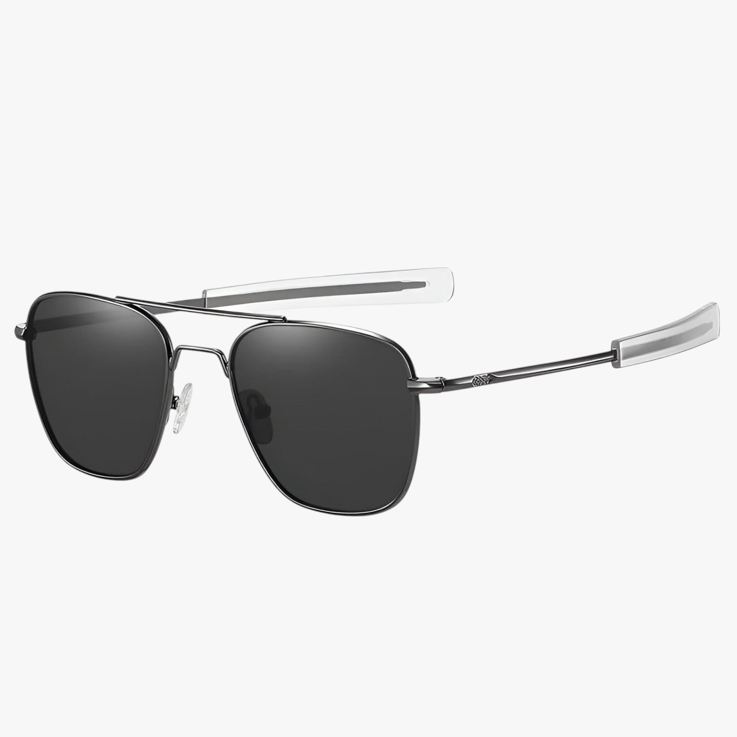 Sunglasses : Vintage Zonnebril van Licht Metaal - Zwart Wapen in Gepolariseerd van Pantino
