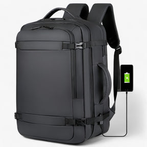 bags : Reisrugzak met USB Heren - Expande Zwart in Expande Grijs 18inch(32x46x15)cm van Pantino