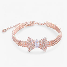 pets : Bling Kattenhalsband met Strik en Kristallen - Goud in roze goud van Pantino
