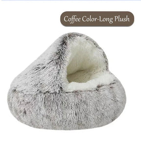 pets : Knus Comfort - Warm Kattennest voor Winterdagen in Koffie Lange Pluche van Pantino