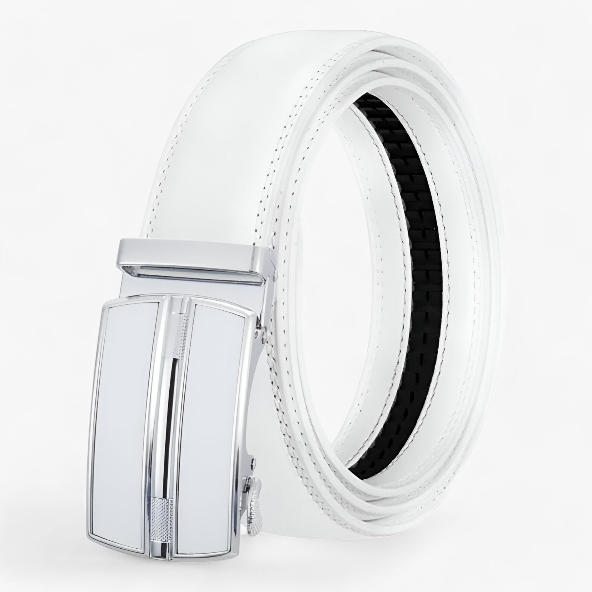 Belt : Zwarte Leren Riem voor Heren - Eigentijds & Elegant - Diverse Maten in Wit van Pantino