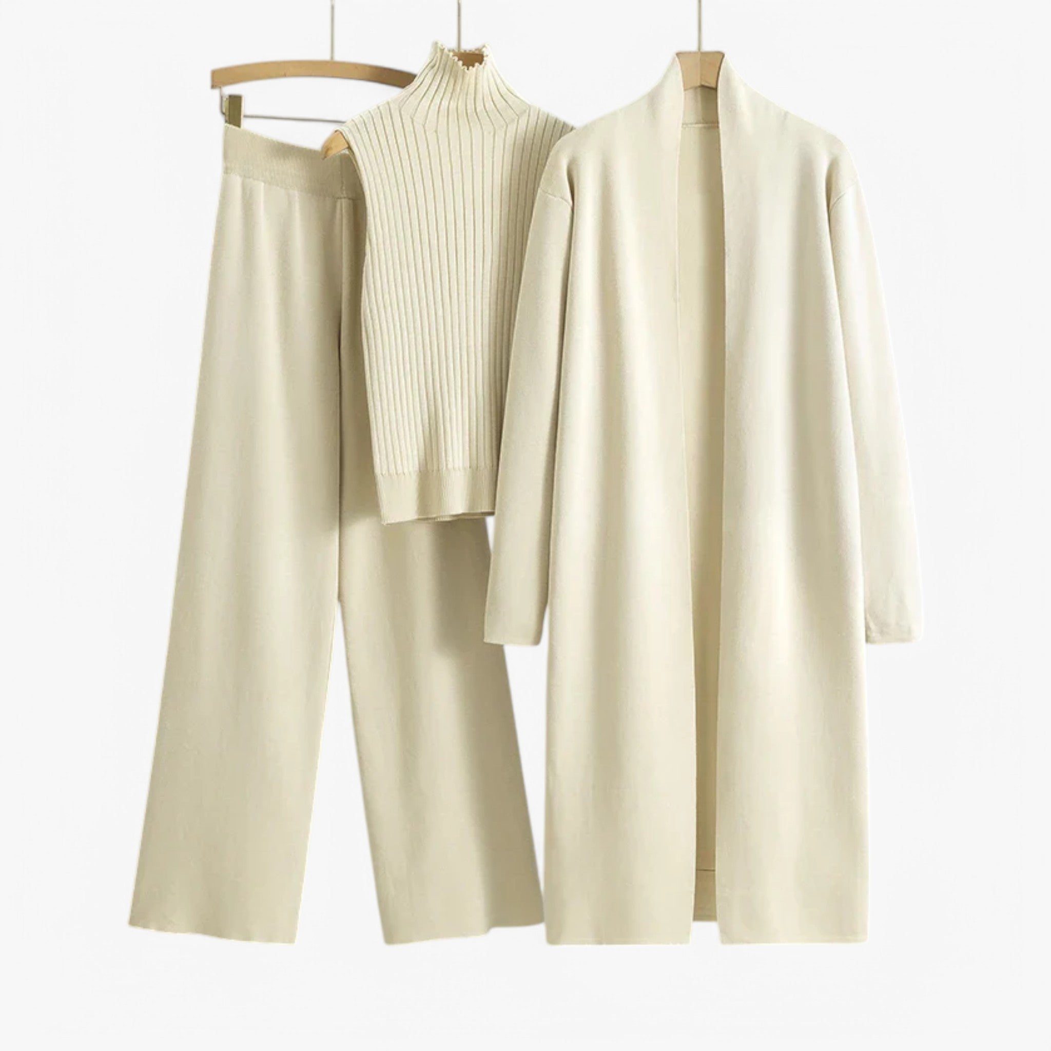 Loungewear Set : Ivy I Vintage Breiset in 3 delen in Abrikoos Eén maat van Concept Odense