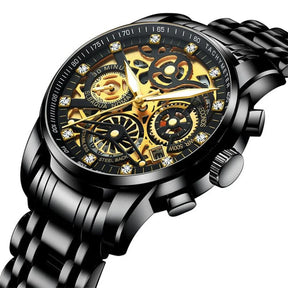 watches : Horloge Heren Zilver - Skeleton Watch in Zwart van Pantino