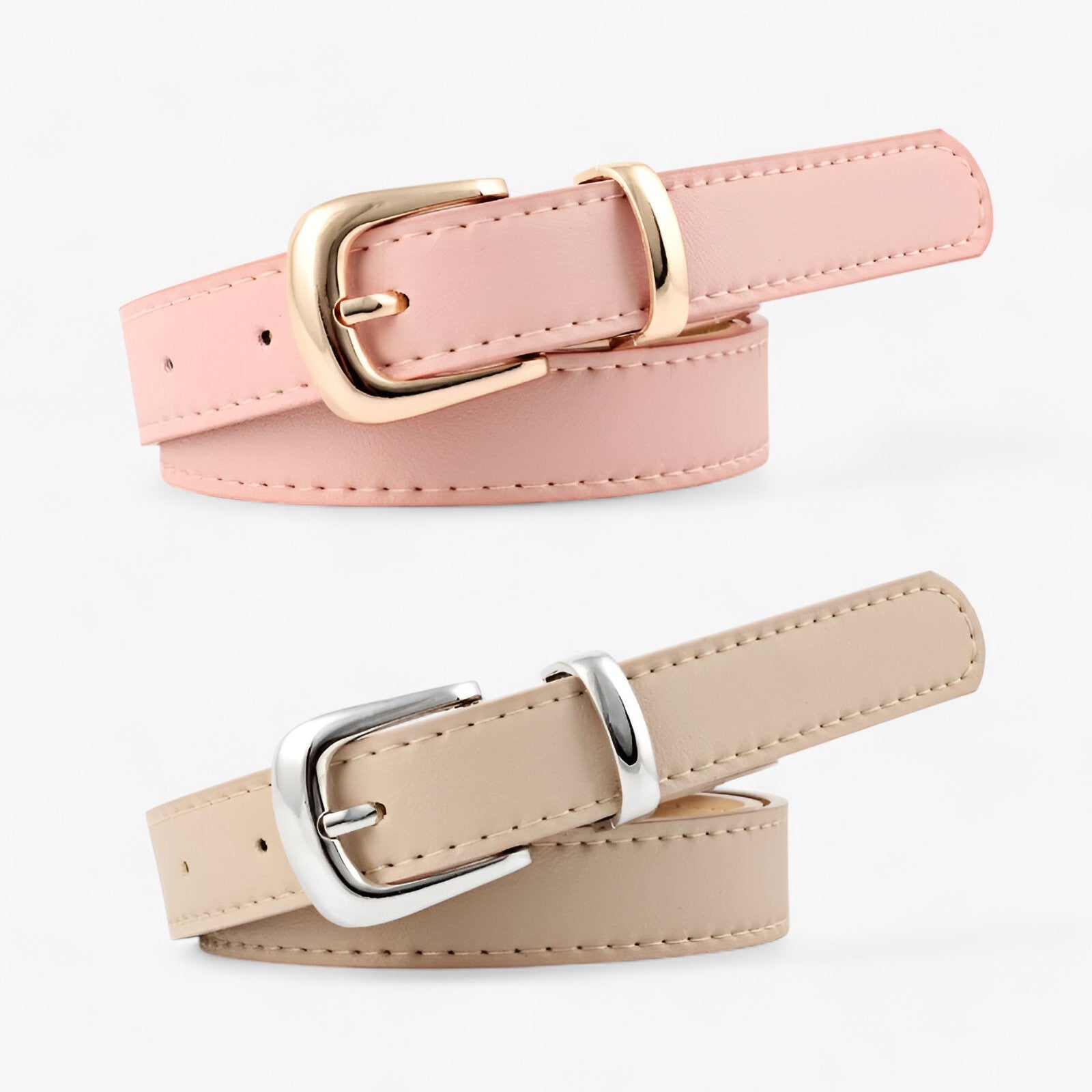 Belt : Riem Roze Haakjes - Elegant PU Leren van 2,4 Cm - Perfect voor Elke Outfit in van Pantino