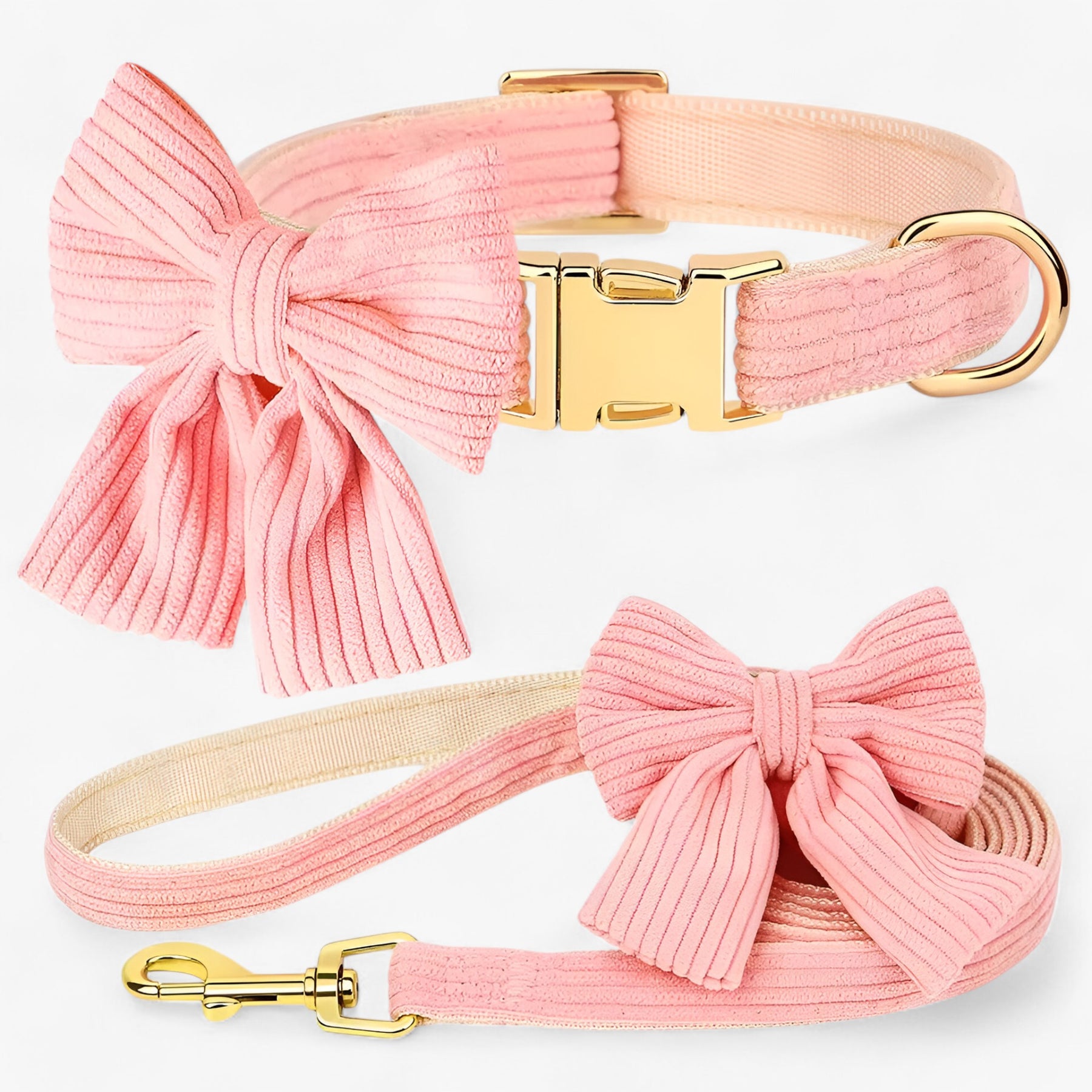 pets : Schattige Roze Halsband en Leash Set voor Kleine en Middelgrote Honden in Roze van Pantino