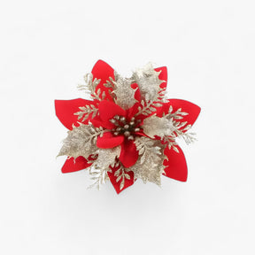 home & garden : Kunstkerstbloemen met Glanzend Goudpoeder - Elegantie voor Kerstmis - Zilverkleurig in Rood of 5stuks van Pantino