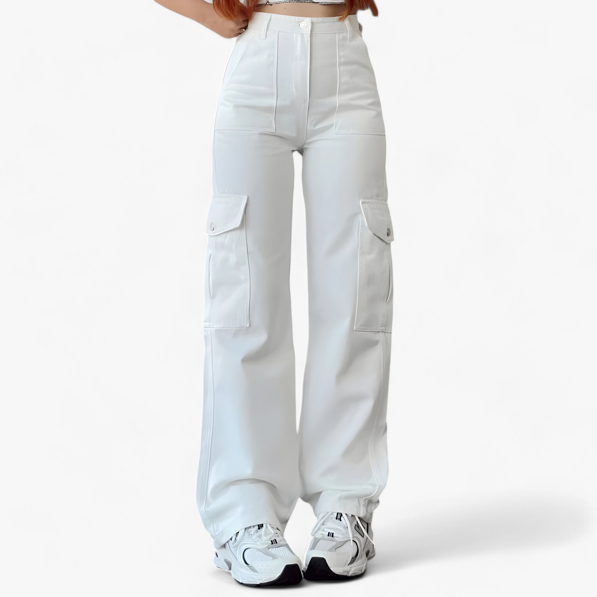 Cargo Pants : Cargobroek Beige - Streetwear & Comfortabele Pasvorm in Wit van Pantino