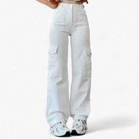Cargo Pants : Cargobroek Beige - Streetwear & Comfortabele Pasvorm in Wit van Pantinoshop