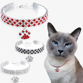 pets : Luxe Kristallen Halsband met Diamant Hanger - Roze in van Pantino