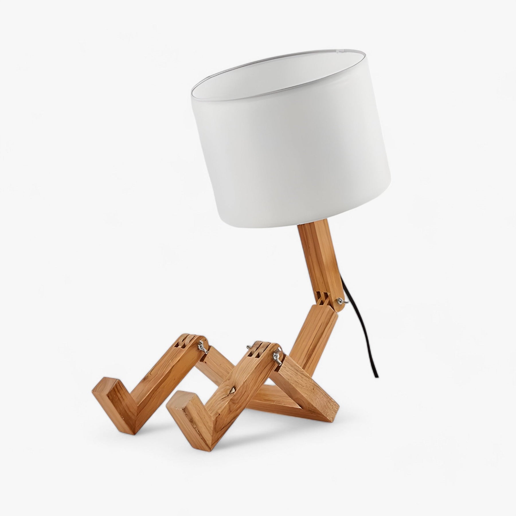 Desk Lamp : Houten Robotlamp - Creatieve Bureaulamp - Moderne Scandinavische Stijl voor Lezen en Decoratie in Lampenkap 2 van Pantino