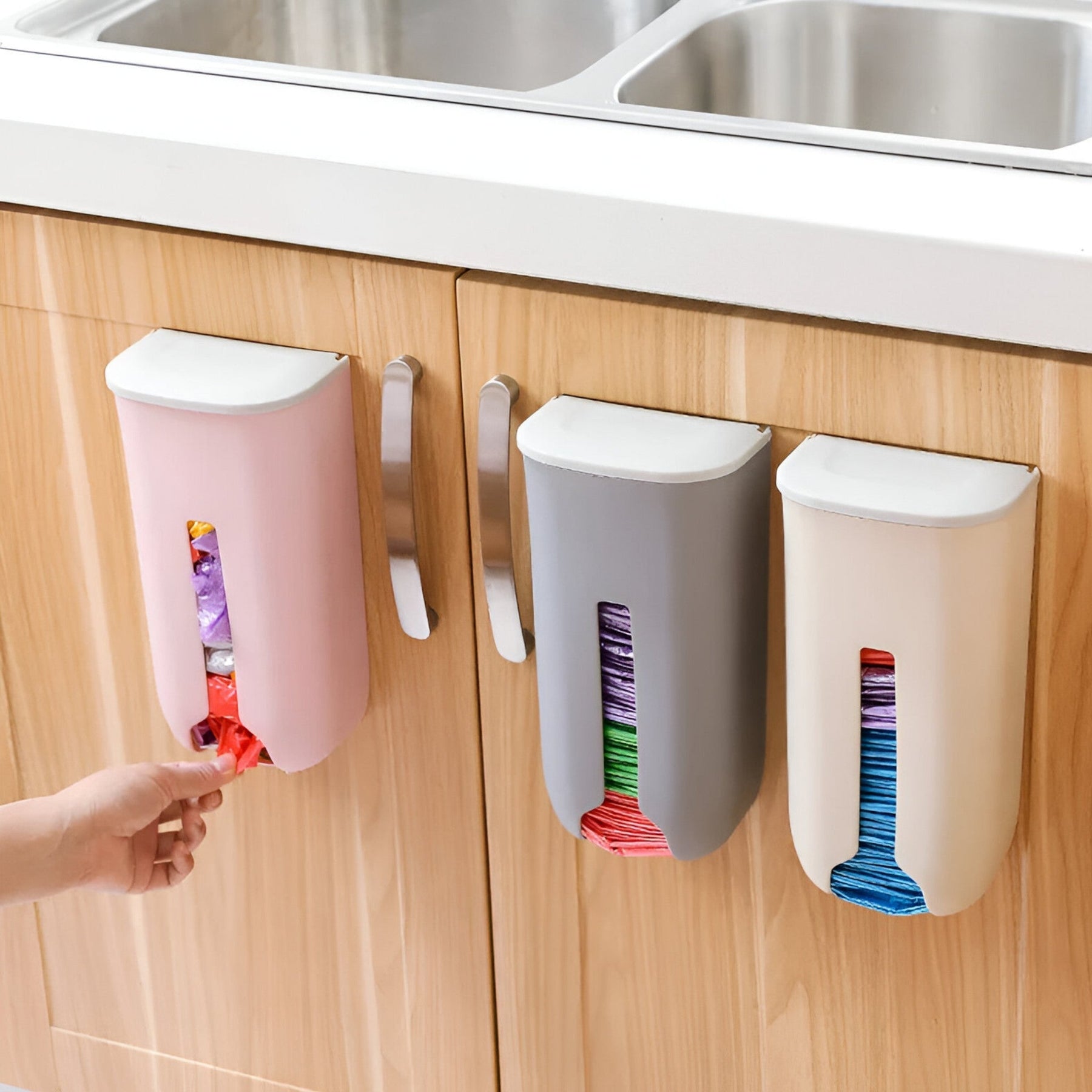 home & garden : Opbergdoos voor Plastic Tassen - Wandhouder Organizer (1 + 1 Gratis) - Helderblauw in van Pantino