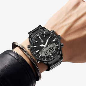 watches : Militair Chronograafhorloge Heren Zwart - Staal - Analoog in van Pantino
