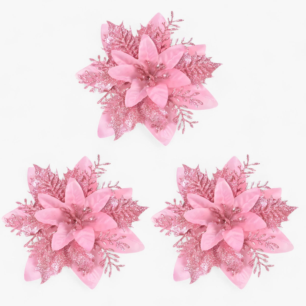 home & garden : Émilie - Glinsterende Kerstbloemen - Geef Je Decoratie een Sprankelend Tintje in Roos van Pantino