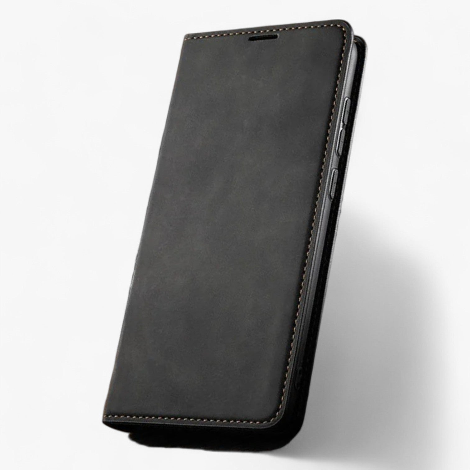 Phone Case : Magnetische Leren Hoes - Elegante Uitstraling, Gegarandeerde Bescherming - Zwart in Zwart van Pantino