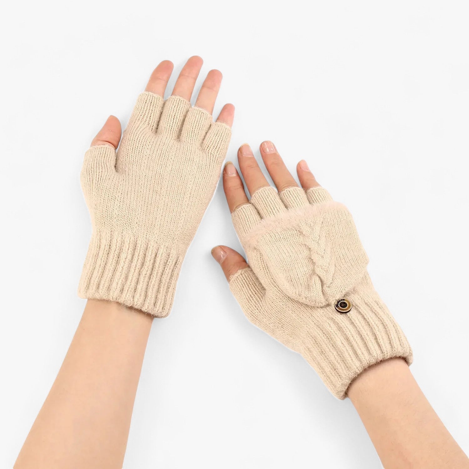 Gloves : Handschoenen Dames Donkerroze - Dikke Omgeslagen Gebreide voor - Voor Koud Weer in van Pantino