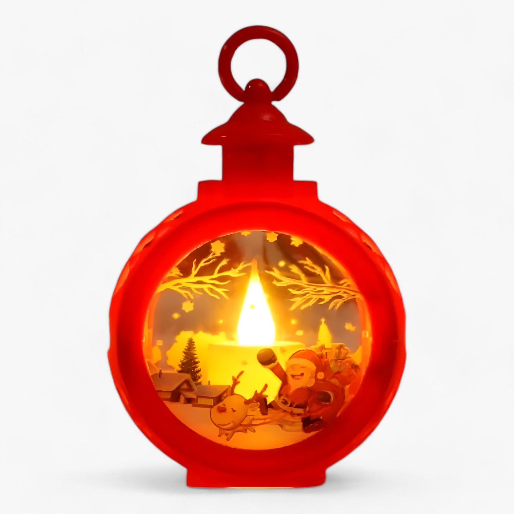 outdoor equipment : Kerstman Sneeuwpop Lamp - LED Lantaarn met Vlam Simulatie voor Buitendecoratie in 6 S 8.5x12cm van Pantino
