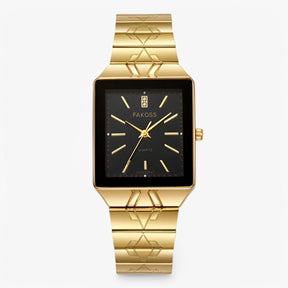 watches : Horloge Zwart Zilver - Luxe Sporthorloge van Roestvrij Staal in Zwart goud van Pantino