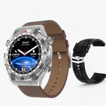 watches : Smartwatch Heren Zilveren Metaal - Dt Ultra Mate - GPS & Nfc voor met Bluetooth Oproepen & Ecg in Zilveren leer van Pantino