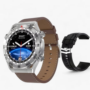 watches : Smartwatch Heren Zilveren Metaal - Dt Ultra Mate - GPS & Nfc voor met Bluetooth Oproepen & Ecg in Zilveren leer van Pantino
