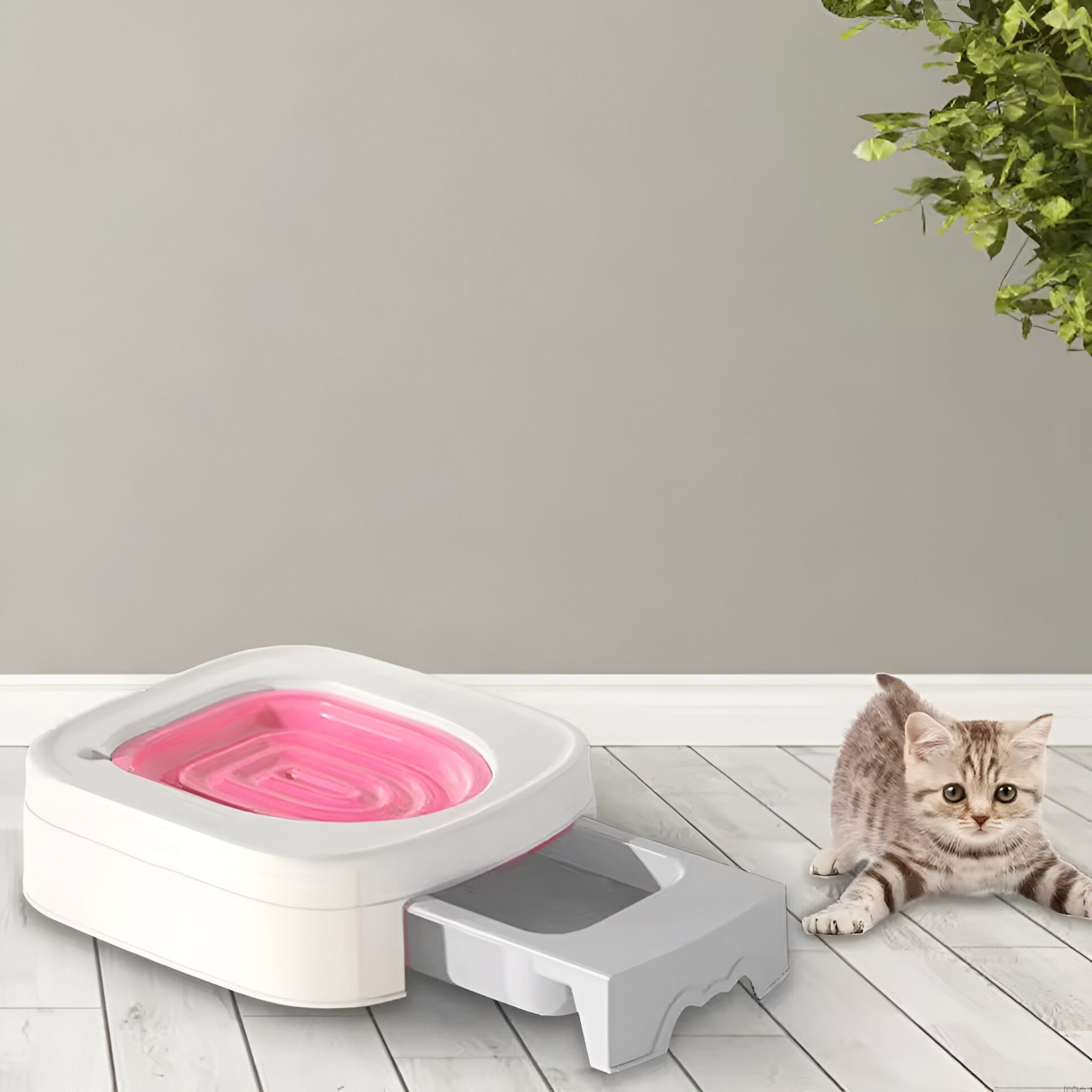 pets : Kat Toilettrainingsset - Grijs in Roze van Pantino