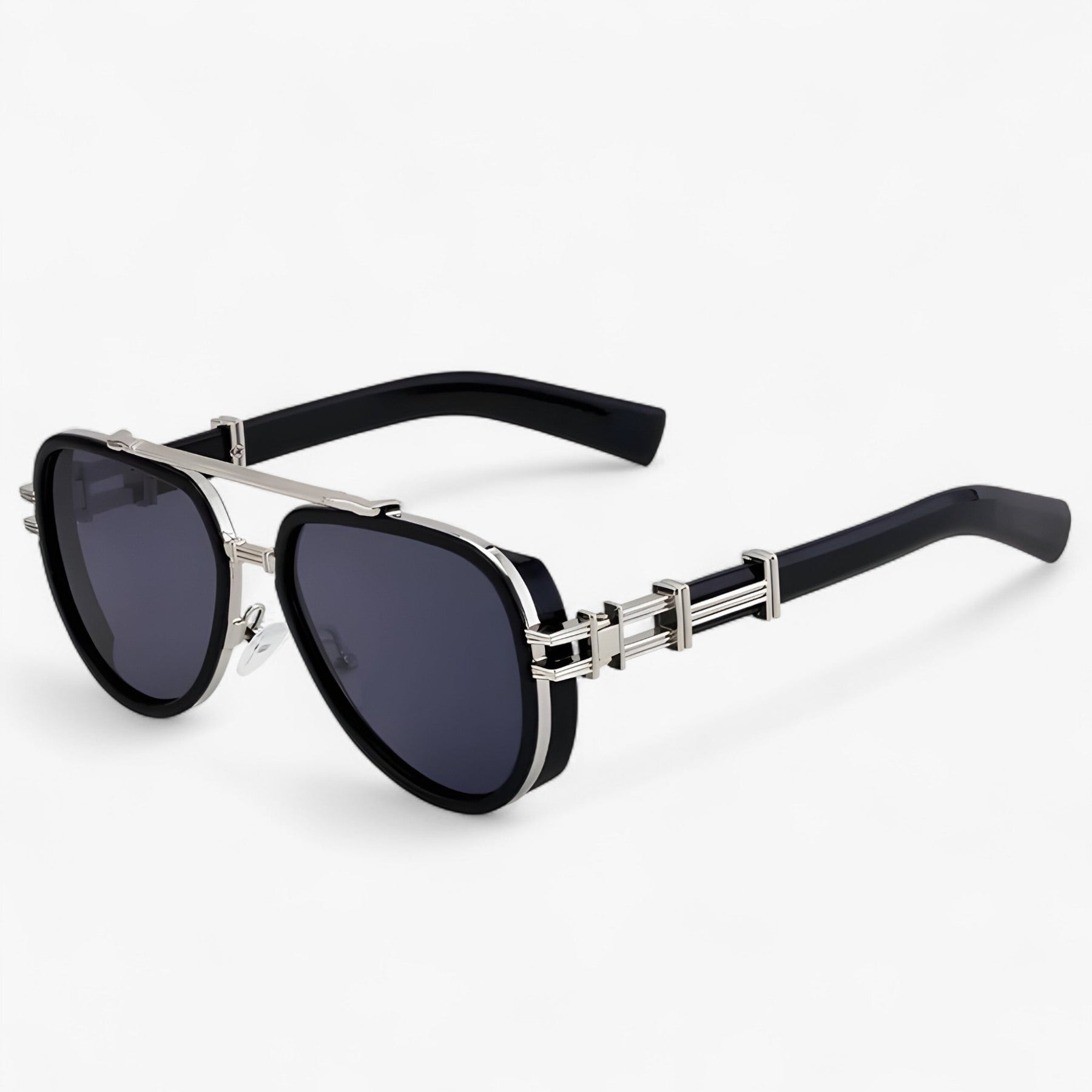 Sunglasses : Overdimensionale Steampunk Gepolariseerde Zonnebrillen - Helder Zwart in Zwart Zilveren Grijs van Pantino