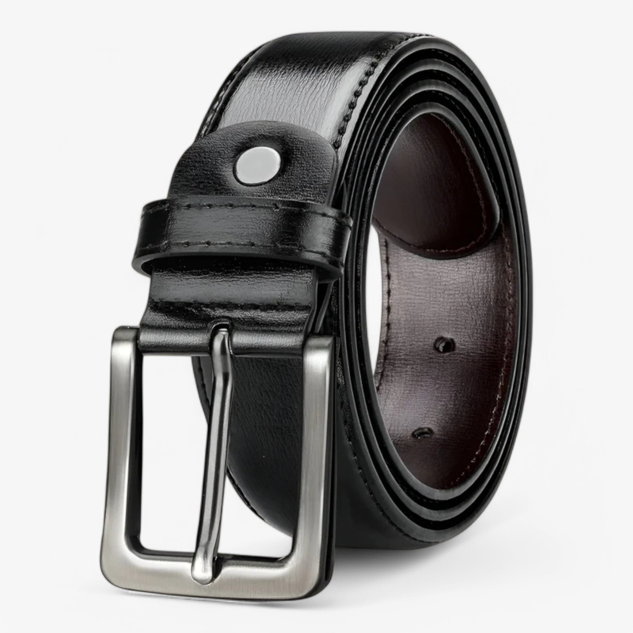 Belt : Riem Zwart - Elegante Leren in Zilver van Pantino