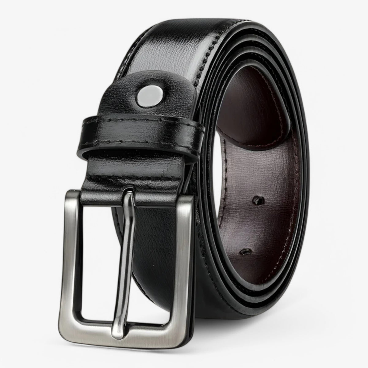 Belt : Riem Zwart - Elegante Leren in Zilver van Pantino
