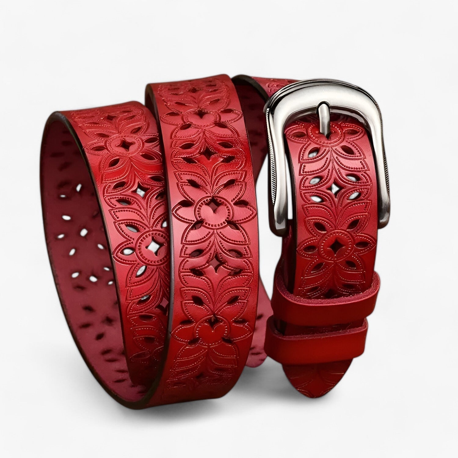 Belt : Leren Ceintuur - Elegant & Duurzaam in Leer - Wit in van Pantino