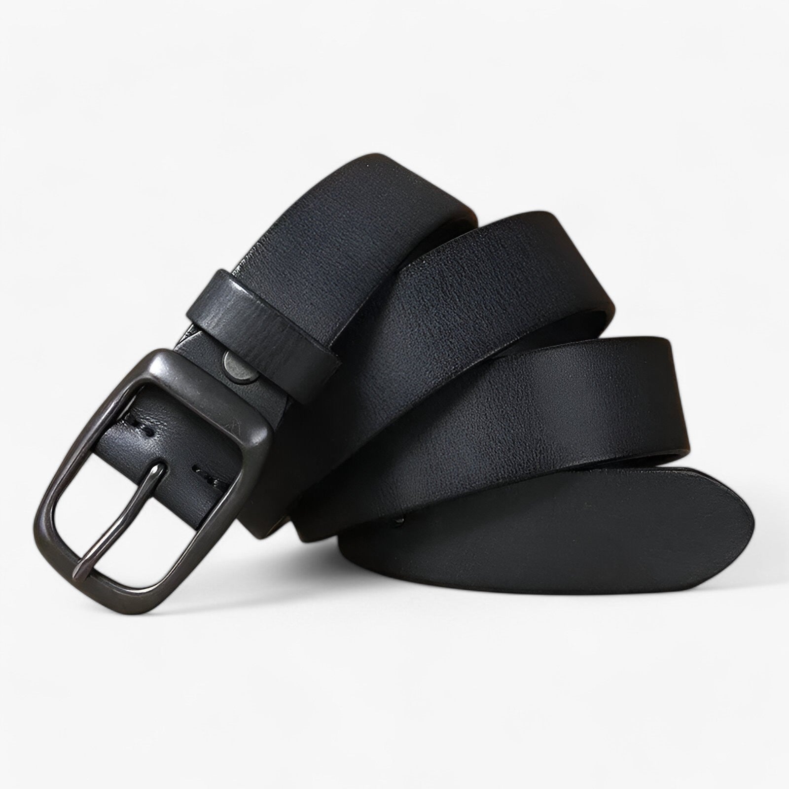 Men's Leather Cowboy Belt : Riem Heren Zwart - Koeienhuid Leren Cowboyriem in Zwart van Pantino