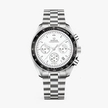 watches : Horloge Blauw - Luxe Stalen Chronograafhorloge in wit van Pantino