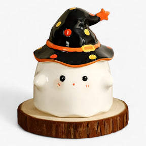 home & garden : Grappige Spook Keramiek Tassen - Koffietassen met Deksel voor Halloween - Zwart in Zwart 350ml van Pantino