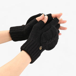 Gloves : Handschoenen Dames Donkerroze - Dikke Omgeslagen Gebreide voor - Voor Koud Weer in van Pantino
