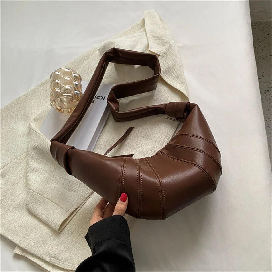 Tassen : Halvemaans Chique Tas - Zwart in Bruin 25cm*8cm*16cm van Pantino